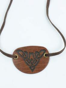 1PC Retro Brown Faux Leather Pirate Eye Patch With Intricate Cutout Design Cosplay Accessory - Brown - View 5