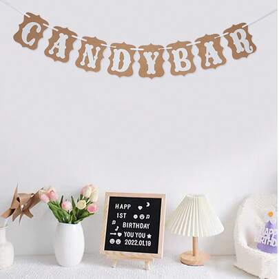 1pc Vintage Kraft Paper Candy Bar Bunting Garland, Letter Decoration For Birthday Party