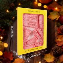 8 piezas Juego de cortadores de galletas con diseño de esqueleto de dibujos animados, moldes creativos DIY para fiestas con tema espeluznante | Sello de fondant con partes anatómicas de estilo gótico - Rosa - Ver 9