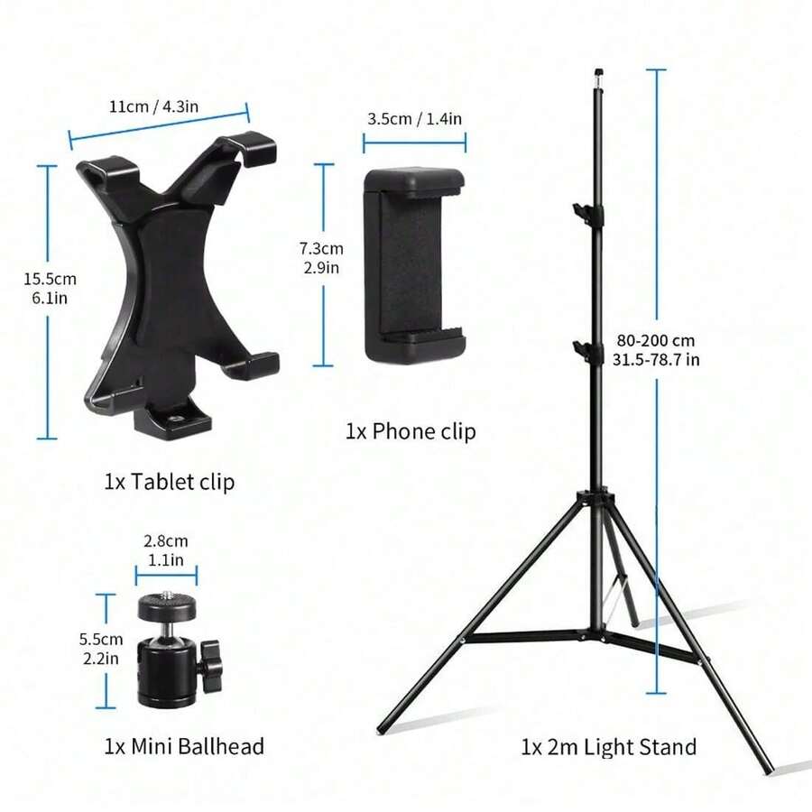 79" 2m Tablet Floor Stand Tripod Stable Phone Holder Mount 4-10.6" - Black - View 1