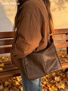 复古斜挎包，新款韩版时尚手提包，大容量单肩包，返校必备，教师节理想礼物，可定制字母图案，可重复使用，教师包，送给教育工作者的理想礼物，伴娘送给妈妈的礼物，复古风包包，复古风女包，日系街头风女包，新款时尚大容量女包，教师节礼物 - 棕色 - 查看 7