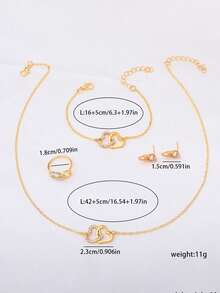 Bộ trang sức tối giản hình bướm phong cách Âu & Mỹ dành cho thanh thiếu niên, gồm dây chuyền, bông tai, vòng tay và nhẫn. - Nhiều màu - Xem 8