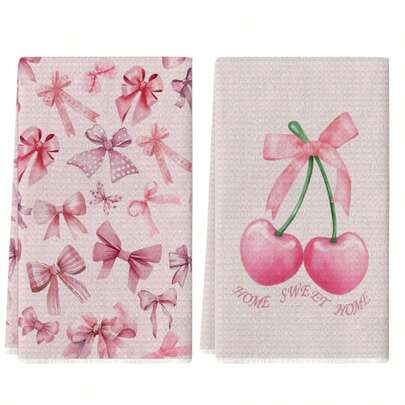 Set de 2 paños de cocina con rayas y diseño de conejitos de Pascua, suaves y absorbentes, paños de té para hornear, paños de lavado, un dulce regalo de inauguración de la casa para amigos, accesorios de cocina, decoración, artículos esenciales para el hogar