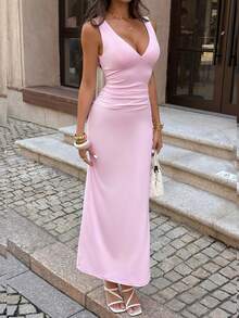 Đầm dạ hội màu hồng gợi cảm, khoét sâu, hở lưng, dáng đuôi cá, thích hợp cho nữ, phù hợp cho các buổi hẹn hò, ngày Valentine, đi chơi, tiệc sinh nhật, họp mặt và ăn tối. - Hồng - Xem 7