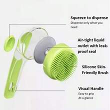 1pc Pet Bathing Brush, Cat Grooming Brush, Dog Bathing Tool With Long Handle, Easy Bathing - Multicolor - View 4