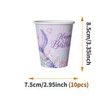 Mermaid Themed Disposable Plates, Napkins, Cups Set, Serves 10 Guests, Suitable For Birthday, Wedding, Party, Family Picnic - Multicolor - View 10