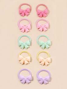 10个可爱儿童蝴蝶结发圈 - 彩色 - 查看 2