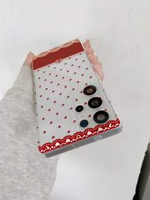 1pc Heart Lace Pattern Transparent TPU Soft Phone Case, Anti-Fall Anti-Scratch Anti-Fingerprint, Precise Camera Cutout, Compatible With Samsung, Nothing, Pixel, INFINIX, Redmi - Multicolor - View 7