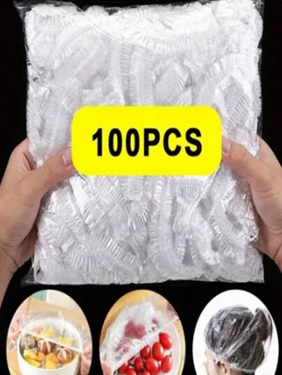 100 Peças Filme Plástico Descartável Transparente para Envolver Alimentos - Material Plástico, Durável e Flexível, Adequado para Cozinha, Piquenique, Churrasco, Festa - Mantém os Alimentos Frescos e Higiênicos, Cobertura Descartável, Tampa de Alimentos Descartável, Acessório de Churrasco, Cores Vibrantes