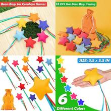 12PCS Star Bean Bags Toss For Nylon Cornhole Bean Bags For Tossing With 1 Carry Bag Colorful Bean Bag With Ribbons For Cornhole Toss Game Set Party Carnival Game Outdoor Toy SuppliesChildren's Growth Games, Fun And Joyful, Essential For Childhood - 12pcsStarBeanBags - View 1
