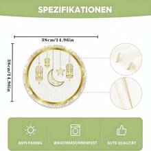 1 Set Round Placemat, Featuring Ramadan Fanoos Lantern, Moon, Stars And Starlight Pattern, Suitable For Spring, Summer, Autumn And Winter. Multicolor Pattern Design, Made Of 100% Polyester Woven, Size: 15*15 Inches, Machine Washable Polyester Placemats - Multicolor - View 3