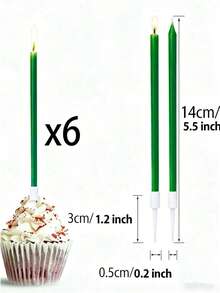 6 Stück Premium gerade grüne Kerzen, Geburtstagstorte Dekokerzen, hochwertig geeignet für Geburtstag, Party, Hochzeit, Feiertag - Verschiedenfarbig - Übersicht 5