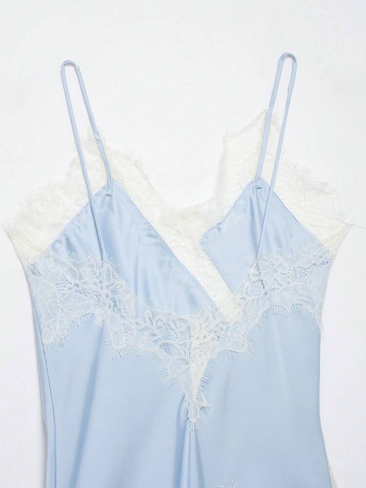 Seelio New Women's Fashion European And American Style Lace Decorative Sexy Lingerie-Style Top Summer - Blue - View 10