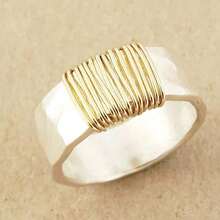 Retro Minimalist Dual-Tone Wide Band Ring, White Gold Copper Jewelry, Unisex Gothic Punk Style Ring For Daily Wear And Parties, Durable Party & Casual Accessory, Party Jewelry, Minimalist Jewelry, Polished - 雙色 - 查看 10