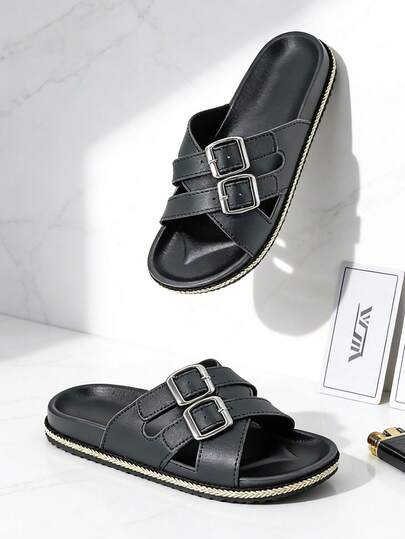 Men's New Sandals, Slippers, Flat Shoes, Casual Shoes, Beach Shoes Couple Shoes Black Thick-Sole Sandals, Slippers, Indoor Shoes Men's Black Versatile Shoes, Suitable For Indoor And Outdoor Office Wear