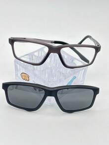 1 Lentes para Graduación 2610 Clips 2 un 1de Imán para ombre quadrado material TR 90 lente anti blu  Liso    Casual  Casual    Ninguno - Gris - Ver 2
