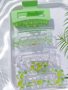 Bộ 4 kẹp tóc in hình quả lê, kẹp tóc màu xanh lá cây, kẹp tóc vuông 3.4 inch, phụ kiện tóc in hình quả lê phong cách Y2K, kẹp tóc màu xanh tươi mát, phù hợp cho bé gái và phụ nữ, vật dụng cần thiết cho mùa xuân/hè, có thể dùng làm quà tặng sinh nhật, đám cưới, Ngày của Mẹ, đi nghỉ mát và trang phục thường ngày, đồ dùng dự tiệc, quà tặng cô dâu, Ngày Valentine, quà tặng tựu trường, kẹp tóc hoa, kẹp tóc đi nghỉ mát, kẹp tóc đi biển. - màu xanh lá - Xem 12