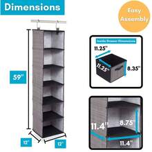 Grey Multi-Tiered Closet Storage System With Drawers: 6-Compartment Organizer - Multicolor - View 2