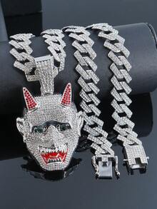 1pc European & American Fashion New Oni Demon Pendant, Stylish & Powerful Men's Pendant Necklace - Ghost Pendant Necklace - View 14