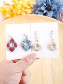 Geometric Square Polymer Clay Cutters, Square Grid Clay Cutters For DIY Jewelry Making And Pendant Making, Clay Earring Making, Plastic Jewelry Design Shaping Mold, No Power Supply Needed - Clay Cutters - View 7