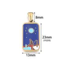 2个/包 不锈钢长方形塔罗牌吊坠,方形直立吊坠,独特小众珠宝配件,DIY珠宝制作组件 - 彩色 - 查看 4