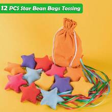 12PCS Star Bean Bags Toss For Nylon Cornhole Bean Bags For Tossing With 1 Carry Bag Colorful Bean Bag With Ribbons For Cornhole Toss Game Set Party Carnival Game Outdoor Toy SuppliesChildren's Growth Games, Fun And Joyful, Essential For Childhood - 12pcsStarBeanBags - View 3