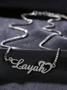 Custom Shiny Frosted Name Necklace Women Girl Charm Personalized Stainless Steel Half Wrap Love Letter Necklace Couple Pendant Family Jewelry Birthday Holiday Gift Christmas Gift For Her Silver Stylish For Teenagers, Junior High School Students, Middle School Students, High School Senior High School Students, College Students, University Students, Freshman, Sophomore, Underclassmen,Chic Autumn - 彩色 - 查看 5