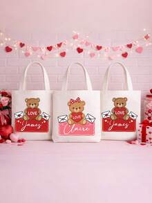 1 pieza Bolso personalizado, regalo de bolso personalizado para parejas, padres, amigos con nombres impresos, regalo romántico del Día de San Valentín, bolso de viaje - Multicolor - Ver 6