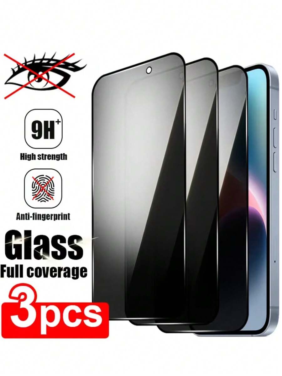 Bộ 3 miếng dán màn hình chống trầy xước, bảo vệ riêng tư, tương thích với iPhone 17 16 15 14 13 12 11 Pro Max XR X XS Max 7 8 Plus/17/17 Air/17 Pro/17 Pro Max Full Series, quà tặng sinh nhật cho gia đình và bạn bè, kính cường lực, chống nhìn trộm, miếng dán màn hình điện thoại, phụ kiện điện thoại, chống nước, chống sốc, chống trầy xước, chống bám vân tay, bộ bảo vệ màn hình đầy đủ, thích hợp sử dụng hàng ngày, văn phòng, nhà, chống rơi vỡ và chống trầy xước. - màu đen - Xem 1