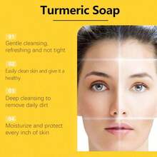 1PC Turmeric Kojic Soap,  Natural Handmade Soap, Turmeric Soap Bar For Face And Body, Smooth Skin, Deep Cleansing For Men & Women - Yellow - View 6