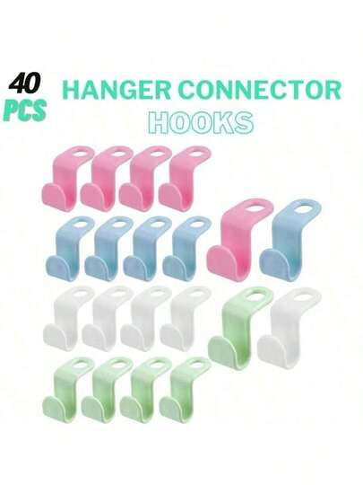 Perchas con ganchos de conexión (20/40 unidades), conector en cascada resistente, clips de extensión para perchero que ahorran espacio y organizan el armario (color aleatorio)