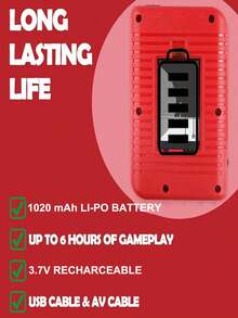 1pc Retro Handheld Game Console, Portable Mini Game Player, 1020mAh Pocket Gaming Device - Red - View 7
