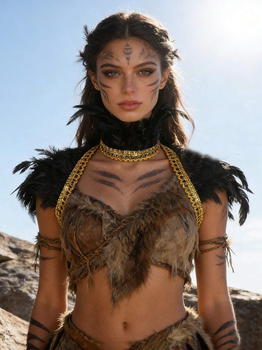 Gothic Black Faux Feather Shawl And Faux Feather Choker Victorian Costume Shrug Cosplay Feather Wrap Costume Party Rave Party Cosplay Filming Props - Multicolor - View 1