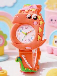Relógio de pulso infantil com estampa de dinossauro 3D, ideal para uso diário ou como presente para crianças. - Multicolorido - Ver 10