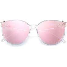 Cyxus Lentes de Sol para Mujeres, Lentes Polarizados Mujeres Lente Retro Protección UV para Conducir, Viajar, Compras - 03-No Polarizados Montura Transparente Lentes Rosas 1945 - Ver 10