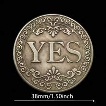 Double-Sided YES/NO Decision-Making Lucky Coin | Antique Silvery-Gray Iron Coin With Ornate Floral Design, Collectible Souvenir Badge, Perfect Gift - Decision Coin - View 4