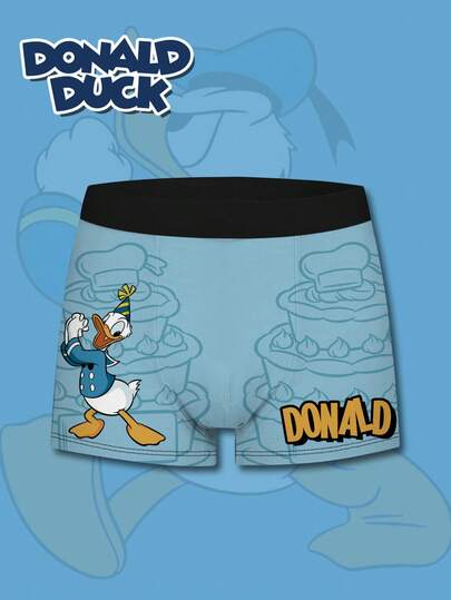  Quần boxer nam in hình vịt Donald màu xanh dương của Disney, chất liệu in 3D, thích hợp mặc hàng ngày và ở nhà, thiết kế thời trang.