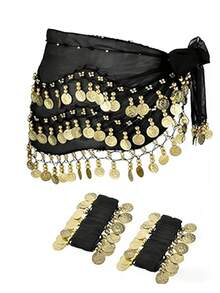 1pc Women's Belly Dance Coin Waist Chain, Dance Performance Waistband, Practice Outfit Coin Hip Scarf - Multicolor - View 2