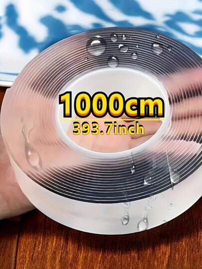1pc - Multi-Purpose Reusable Double-Sided Tape - Strong, Washable, Suitable For Kitchen And Bathroom, Transparent, Waterproof, Acrylic Nano Double-Sided Tape, Transparent Seamless Tape, High Adhesive Powerful Fixing Magical Tape, Suitable For Office And Home
