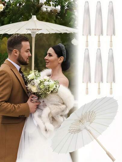 Vintage White Paper Umbrella - Customizable DIY Design, Suitable For Wedding Photography, Foldable And Portable, Ideal For Weddings, Festivals, Home Decor, Sun Protection, Art Design, Photography, Creating A Romantic Valentine's Day Atmosphere. Also Suitable For Spring/Summer, Bridesmaid Gifts, Room And Bedroom Decor, Beach, Travel, Men And Women Vacation