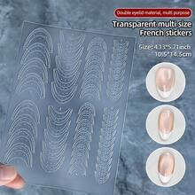 1 Sheet 3D Clear French Nail Stickers French Tip Guide Hollow Grid Pattern Nail Stencils Decals Adhesive Lines Nails Guides Tool - Clear - View 14