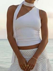 Women Tank Tops & Camis - 白色 - 查看 3