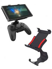 1pc Black & Red ABS Handle Clamp Wireless Controller Grip Bracket, Compatible With NSPRO Controller And NSlite Screen Stand For Nintendo Switch - Multicolor - View 4