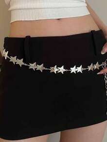 1 Stück Metall Fünfzackiger Stern Mode Taillenkette, personalisiertes Accessoire für Frauen, geeignet zum Dekorieren verschiedener Hosen, Doppelstern Design, vielseitige glänzende sexy Zinklegierung Taillenkette, geeignet für Frühling, Sommer, Herbst und Winter - Strahlende Modestars - Übersicht 12