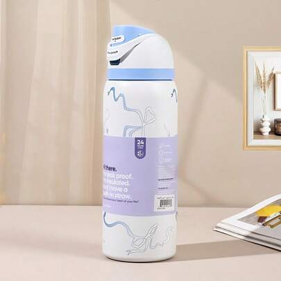 24oz /32oz Stainless Steel Insulated Water Bottle With Straw, Portable Coffee Mug Suitable For Hot & Cold Drinks, Fitness And Cycling Water Bottle, Leak-Proof Lid Travel Cup For Camping, Hiking, Driving, Outdoor Activities