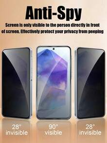 5pcs Privacy Screen Protector, Compatible With Samsung Series, 3D Tempered Glass Curved Edge, Anti-Scratch, Privacy Protection, Compatible With Galaxy S20 FE/S21 FE/S23 FE/S24 FE, A02/A03/A04/A05/A06/A12/A13/A14/A15/A16/A21/A22/A23/A25/A26/A50/A51/A52/A53/A54/A55/A56 Series - Black - View 3