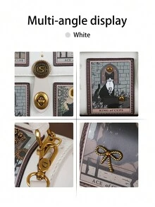 2026新款高端时尚女士手提包，复古Y2K奢华塔罗牌波士顿枕形包，精致工艺可爱猫咪图案医生包，粉紫色独特造型大容量圆形包，街头风小众设计女士托特单肩斜挎包 - 彩色 - 查看 7