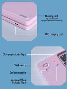 蓝牙超薄折叠键盘 | 无线折叠键盘，兼容智能手机、平板电脑、笔记本电脑，适用于办公打字，静音、便携、迷你键盘 - 彩色 - 查看 5