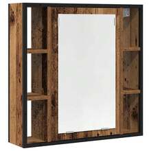 vidaXL Badezimmer-Spiegelschrank In Altholz-Optik, 60x16x60 Cm, Holzwerkstoff - Gelb - Übersicht 2