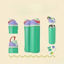 24oz /32oz Stainless Steel Insulated Water Bottle With Straw, Portable Coffee Mug Suitable For Hot & Cold Drinks, Fitness And Cycling Water Bottle, Leak-Proof Lid Travel Cup For Camping, Hiking, Driving, Outdoor Activities - D-墨綠 - 查看 4